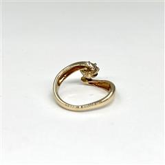 14k Yellow Gold Old European Diamond Bypass Engagement Ring Size 5.5